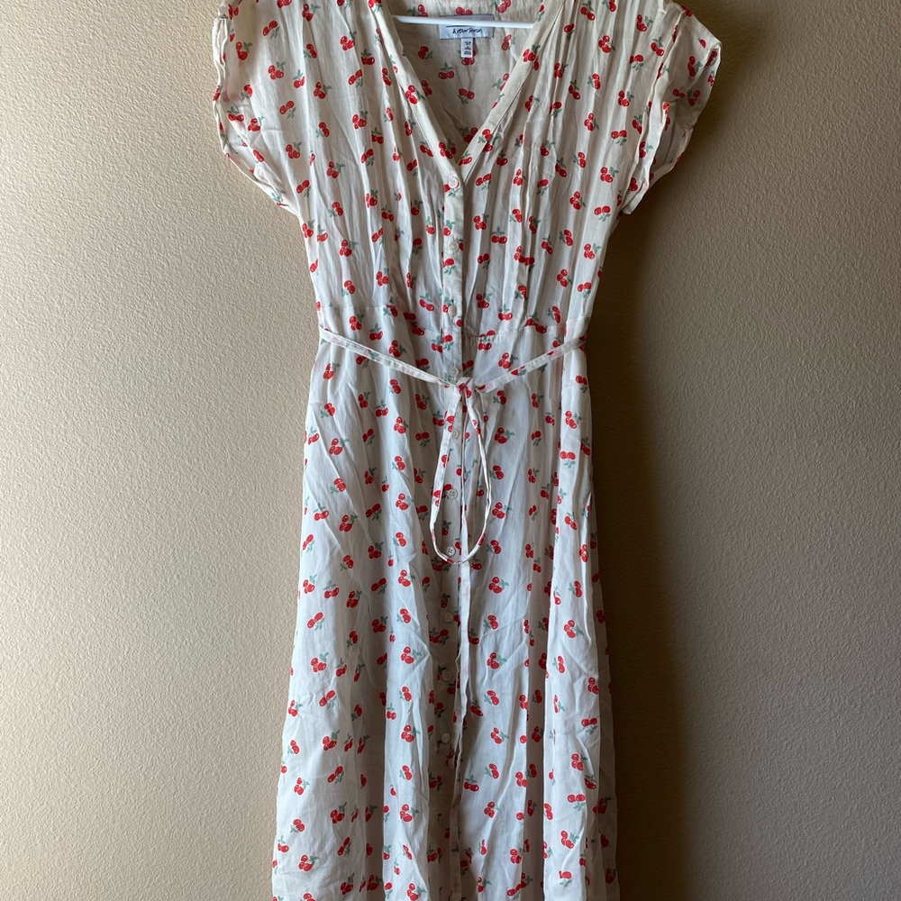 &other stories cherry print midi dress size 8